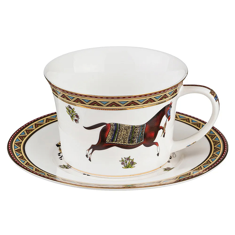 Чайная пара из фарфора с изображением лошади 250 мл Porcelain Horse Set Белый Мульти Чайная пара из фарфора с изображением лошади 250 мл Porcelain Horse Set Белый Мульти в Волгограде | Loft Concept