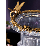 Ваза из прозрачного стекла на бронзовой подставке с ободком и ручками в виде стрекоз Eden Garden варинант исполнения - 5 | Loft Concept в Волгограде