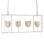 Люстра белая прямоугольная с абажурами в виде цветков тюльпана White Tulips варинант исполнения - 2 | Loft Concept в Волгограде