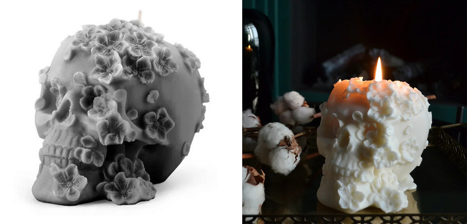 Свеча Gray Flowers Skull Свеча Gray Flowers Skull - Loft-Concept в Волгограде
