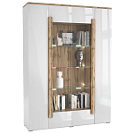 Шкаф-витрина с белым глянцевым фасадом 4-х дверная Grace of Furniture варинант исполнения - 1 | Loft Concept в Волгограде