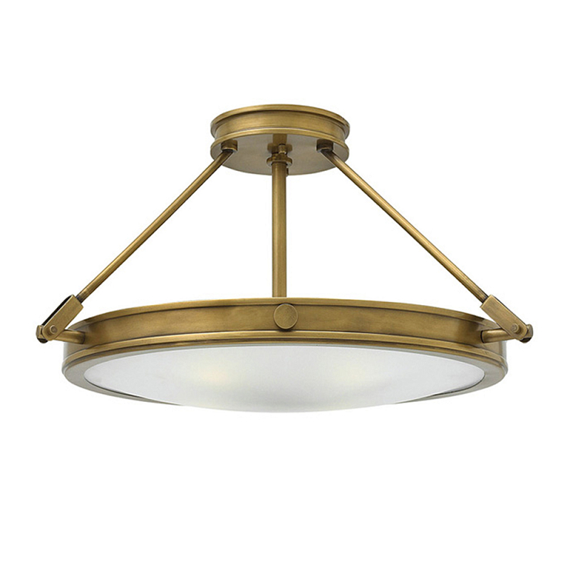 Потолочный светильник цвета латунь с плоским круглым плафоном Hinkley Латунь Белый в Волгограде | Loft Concept 