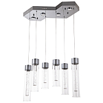 Люстра c 6-ю стеклянными плафонами хром Sparkling Bubbles Tube Chrome Hanging Lamp варинант исполнения - 1 | Loft Concept в Волгограде