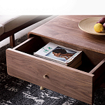 Кофейный стол из дерева с ящиком и нишей для хранения Coffee Walnut Table варинант исполнения - 7 | Loft Concept в Волгограде