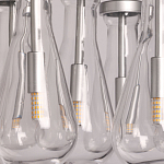 Люстра с 7-ю прозрачными плафонами из стекла в форме капли на круглом потолочном основании цвета хром Lucid Rain  варинант исполнения - 9 | Loft Concept в Волгограде