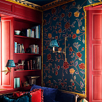 Обои с вышивкой ручной работы Flora Rio colourway on Liso Pine wool sateen варинант исполнения - 1 | Loft Concept в Волгограде