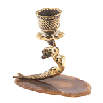 Подсвечник из натурального камня агат светло-коричневый Stone Candlestick варинант исполнения - 3 | Loft Concept в Волгограде