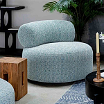 Дизайнерское круглое мягкое кресло в голубой пестрой обивке Roux Round Armchair варинант исполнения - 5 | Loft Concept в Волгограде