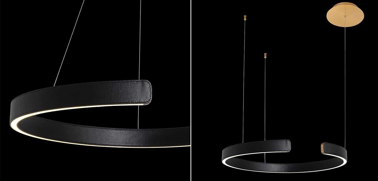 Подвесной светильник Half Ring black leather 60 Подвесной светильник Half Ring black leather 60 - Loft-Concept в Волгограде