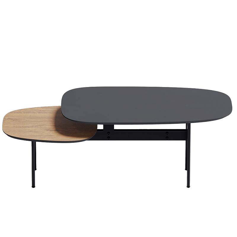 Step журнальный столик из натурального дуба и металла Черный Светлый дуб в Волгограде | Loft Concept 