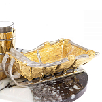 Икорница со стопками с декором "Рыбак с санями" с гравировкой на подставке из натуральных камней Агат Мрамор Decorative Cavair Dishes варинант исполнения - 6 | Loft Concept в Волгограде