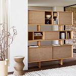 Приставной стол с отделкой из джута Juti D30 см варинант исполнения - 7 | Loft Concept в Волгограде