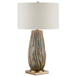 Настольная лампа с фактурным корпусом и тканевым абажуром Smooth Peaks варинант исполнения - 3 | Loft Concept в Волгограде