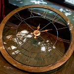 Часы настенные деревянные с римскими цифрами бронзового цвета Clock with History варинант исполнения - 3 | Loft Concept в Волгограде