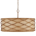 Подвесной светильник  из кованого железа и абажуром из ротанга Wicker Furniture варинант исполнения - 3 | Loft Concept в Волгограде