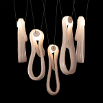 Подвесной светильник белого цвета с 6-ю изогнутыми плафонами Flow Loop варинант исполнения - 7 | Loft Concept в Волгограде