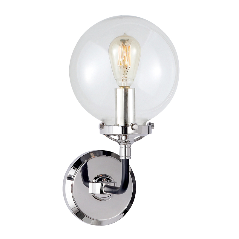 Бра Бистро Globe Clear Glass Single Sconce Nickel  в Волгограде | Loft Concept 