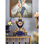 Часы настольные из темно-синего фарфора с бронзовыми фигурками и декоративными элементами Eden Garden варинант исполнения - 2 | Loft Concept в Волгограде