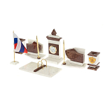 Настольный письменный набор из мрамора и лемезита с гербом и флагом России Marble Accessory варинант исполнения - 2 | Loft Concept в Волгограде