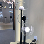 Настольная лампа с тремя прозрачными куполообразными плафонами и черным металлическим основанием Flos Wireline Lighting варинант исполнения - 4 | Loft Concept в Волгограде