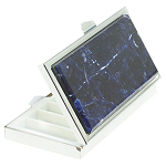 Таблетница карманная прямоугольная на 7 отделений с зеркалом и накладкой из натурального камня Содалит Silver Stone Pillboxes варинант исполнения - 1 | Loft Concept в Волгограде