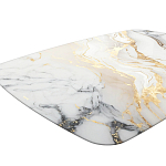 Обеденный стол с прямоугольной столешницей из стекла на черных металлических ножках White Marble варинант исполнения - 4 | Loft Concept в Волгограде