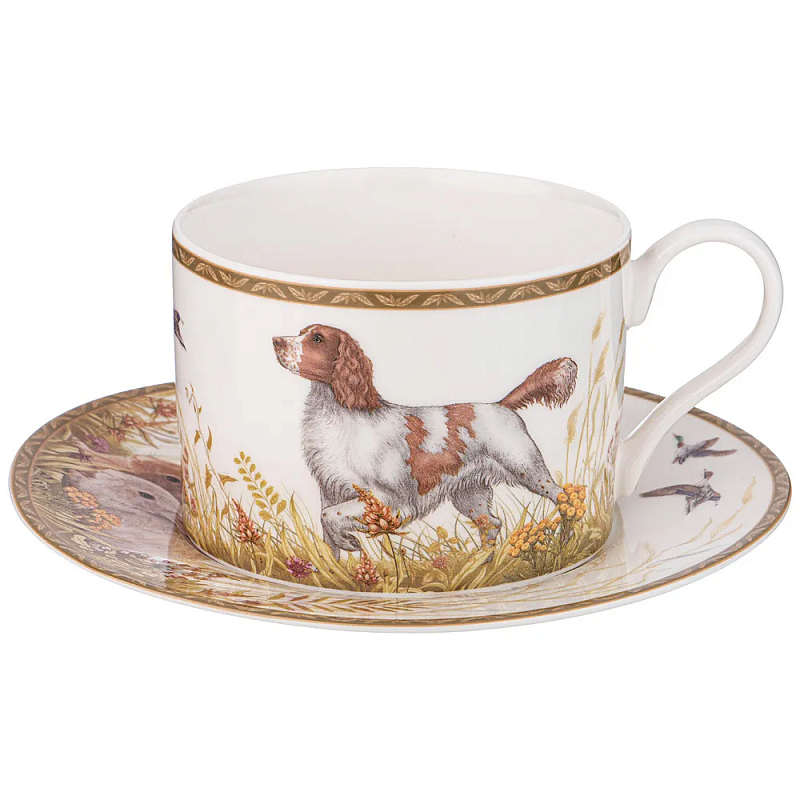 Чайная пара из фарфора с изображением собаки и зайцев 300 мл Hunting Porcelain Collection Белый Коричневый Мульти Чайная пара из фарфора с изображением собаки и зайцев 300 мл Hunting Porcelain Collection Белый Коричневый Мульти в Волгограде | Loft Concept
