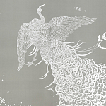 Обои ручная роспись в стиле Арт-деко Whistler Peacocks Special Colourway on Pale Grey dyed silk варинант исполнения - 1 | Loft Concept в Волгограде