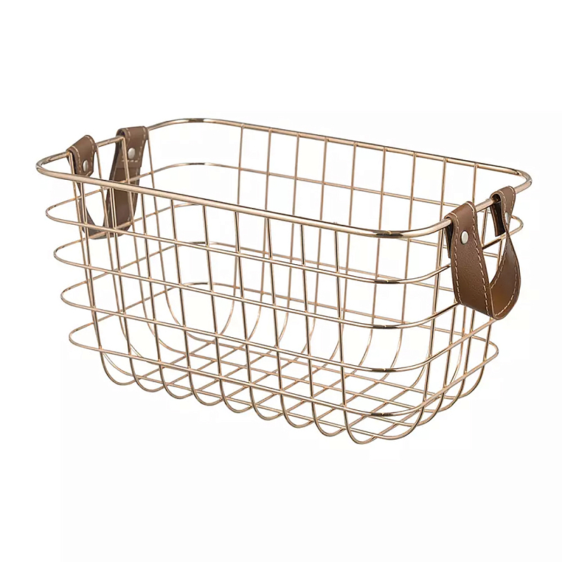 Корзина для хранения железная с ручками Iron Basket золотая Золотой Корзина для хранения железная с ручками Iron Basket золотая Золотой в Волгограде | Loft Concept