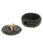 Шкатулка из натурального камня змеевик с фигуркой льва Stone Casket варинант исполнения - 3 | Loft Concept в Волгограде