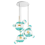 Люстра подвесная с прозрачными бирюзовыми стеклянными шарами и круглым основанием 3 лампы Giopato & Coombes варинант исполнения - 3 | Loft Concept в Волгограде
