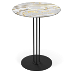 Стол журнальный с круглой столешницей из стекла Gray and Gold Marble варинант исполнения - 1 | Loft Concept в Волгограде