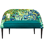 Диван двухместный из натурального бука зеленый с цветочным принтом Impressionism in Art варинант исполнения - 1 | Loft Concept в Волгограде