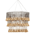 Люстра трехъярусная с декором из круглых деревянных бусин с кисточками Gray Brown Wooden Beads Chandelier варинант исполнения - 2 | Loft Concept в Волгограде