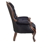 Кресло с мягкой обивкой из черного велюра на 4-х деревянных ножках Evelyn Classical Armchair варинант исполнения - 2 | Loft Concept в Волгограде
