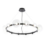 Люстра подвесная круглая с 12-ю прозрачными куполообразными плафонами и черным металлическим основанием Flos Wireline Lighting варинант исполнения - 3 | Loft Concept в Волгограде