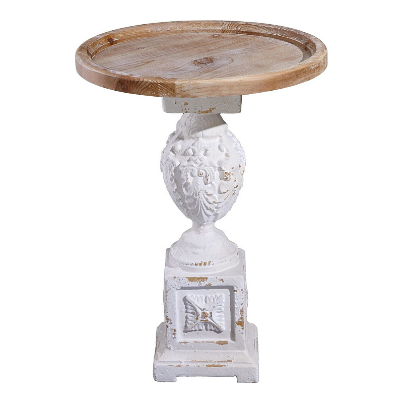 Приставной столик с резным античным узором Antique Engraving Белый Кремовый в Волгограде | Loft Concept 
