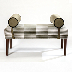 Банкетка Banquette PIED DE POULE с принтом гусиная лапка и бежевыми подлокотниками  варинант исполнения - 3 | Loft Concept в Волгограде