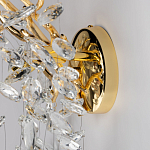 Бра золотого цвета с декоративными ветвями и прозрачными подвесками в форме листьев Droplet Chandelier варинант исполнения - 5 | Loft Concept в Волгограде