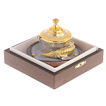 Икорница с декором "Осетр" с гравировкой на подставке из натурального камня Агат Decorative Cavair Dishes варинант исполнения - 4 | Loft Concept в Волгограде