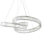 Подвесная люстра в виде изогнутых колец с хрустальным декором Ring Horizontal Oculus Chrome Light Chandelier варинант исполнения - 1 | Loft Concept в Волгограде