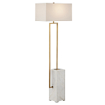 Торшер с прямоугольным абажуром на белом мраморном основании Asymmetry on Marble варинант исполнения - 4 | Loft Concept в Волгограде