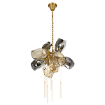 Люстра подвесная со стеклянными плафонами из дымчатого и золотистого с шестью вертикальными подвесками Gilded Mirage  варинант исполнения - 5 | Loft Concept в Волгограде