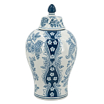 Ваза с крышкой и голубым цветочным рисунком на белом фоне Blue & White Ornament варинант исполнения - 2 | Loft Concept в Волгограде