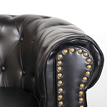 Диван кожаный двухместный на 4-х деревянных ножках из массива березы Logan Leather Seating black варинант исполнения - 5 | Loft Concept в Волгограде