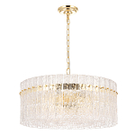 Люстра подвесная круглая с прозрачными рельефными стеклянными вставками и золотым основанием Textured Glass Chandelier варинант исполнения - 1 | Loft Concept в Волгограде