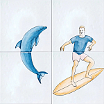 Плитка с узором Дельфин Серфингист варинант исполнения - 2 | Loft Concept в Волгограде