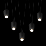 Подвесной светильник черными плафонами на длинных пересекающихся тросах Construction варинант исполнения - 4 | Loft Concept в Волгограде