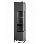 Шкаф-витрина цвета графит с полками и стеклянной дверью Strict Lines варинант исполнения - 1 | Loft Concept в Волгограде