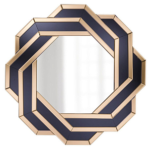 Зеркало восьмиугольное в черно-золотистой раме Pairing
